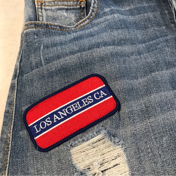 Guess Distressed Denim Patched Mini Skirt - Picture 7 of 14